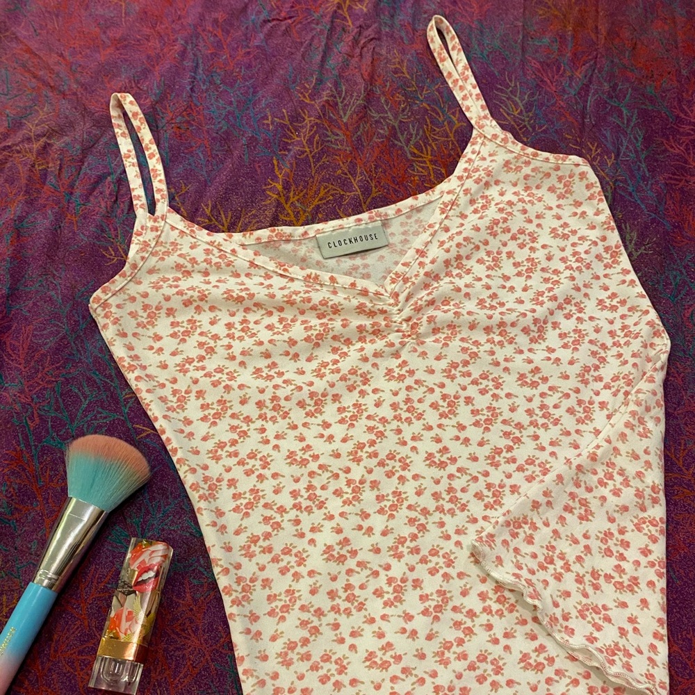 *SOLD* Pink rose tank top - Picture 1 of 3